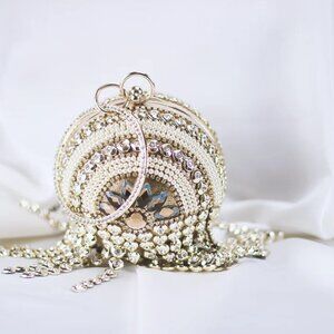 Shimmering Diamond Evening RoundClutch – Mini Shoulder Bag for Special Occasions